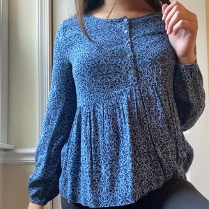 Pacsun LA Hearts Blue Long Sleeve Blouse